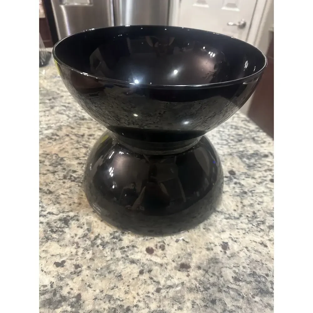 Large IKEA Anne Nilsson Black Glass Diabolo / Diablo Vase Made in Poland